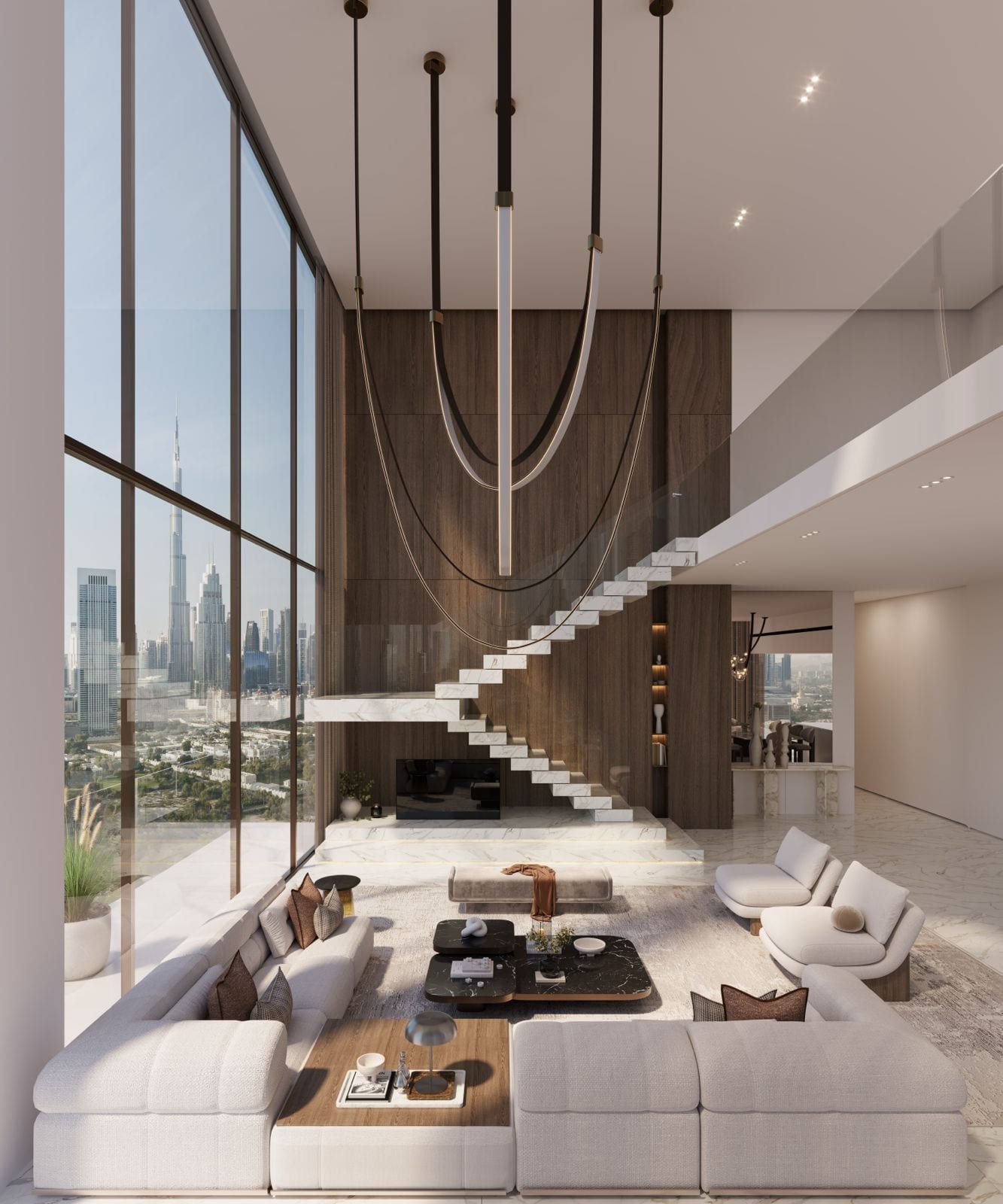 The Residences DIFC double-height duplex penthouse with Burj Khalifa views